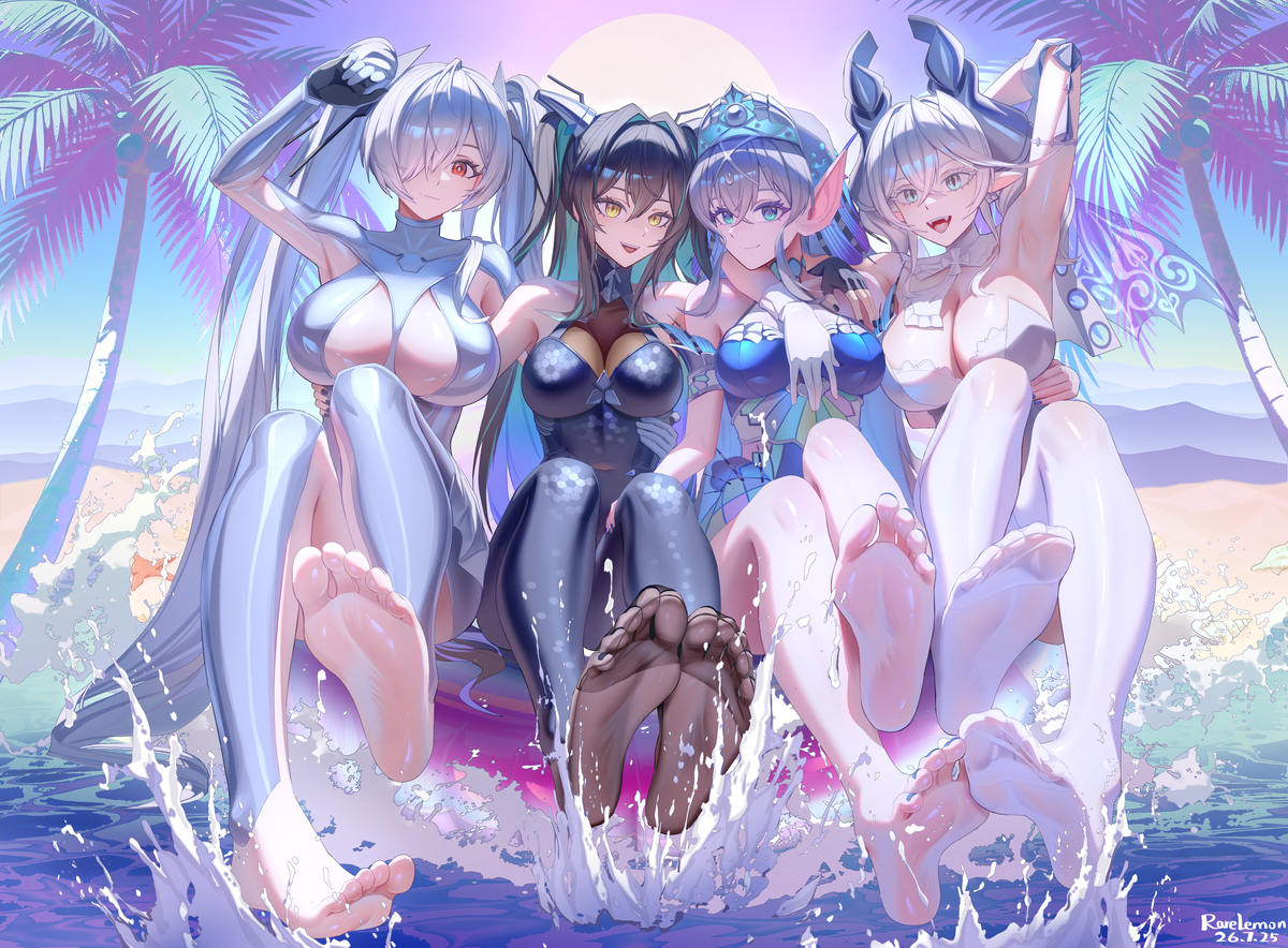This is a pixiv picture whose title is 跨次元的玉足.