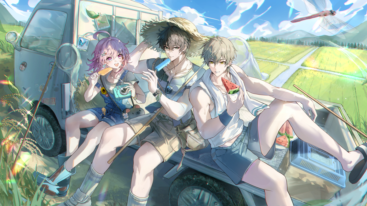 This is a pixiv picture whose title is 三月なのか & 丹恒 & 穹.