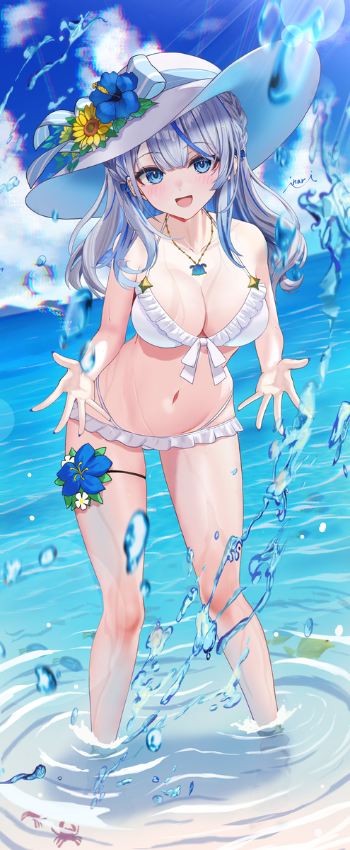 This is a pixiv picture whose title is 雨海ルカ(白水着).