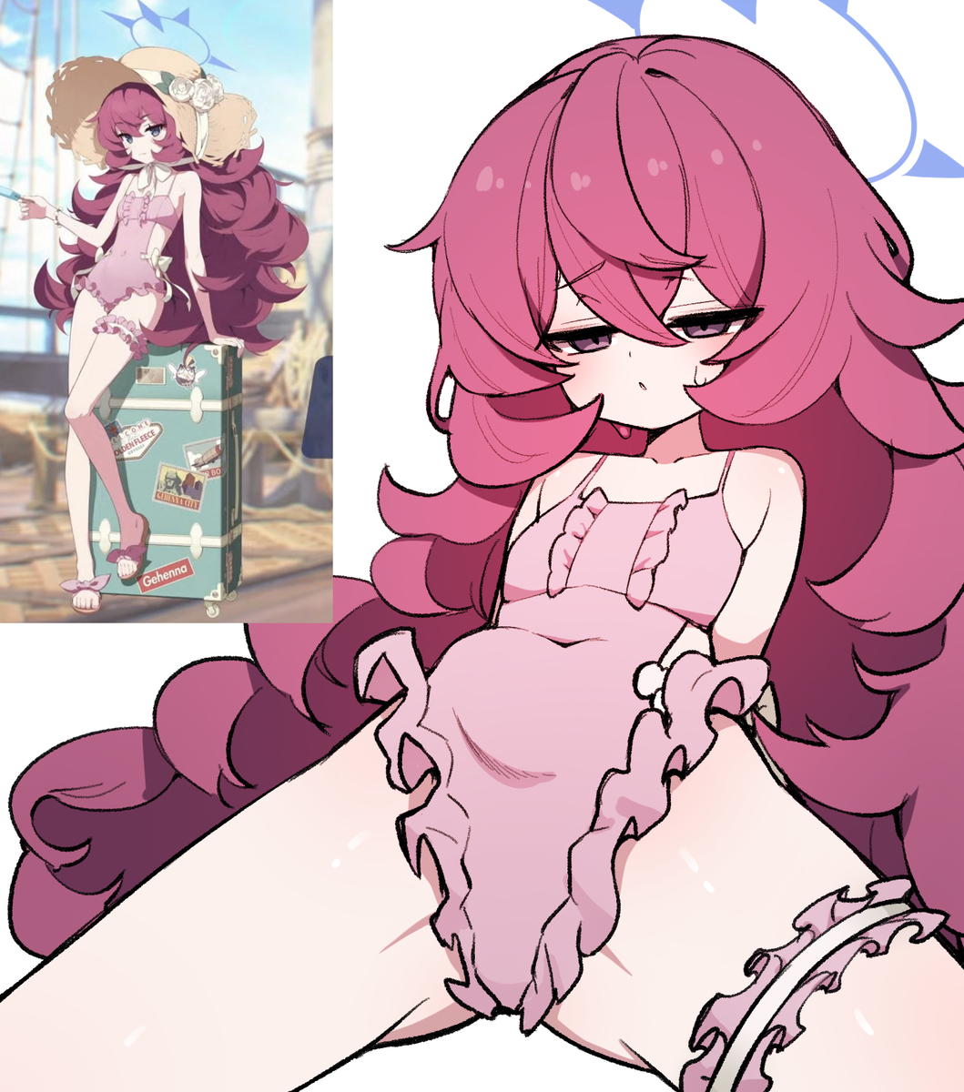 This is a pixiv picture whose title is 이로하 수영복.