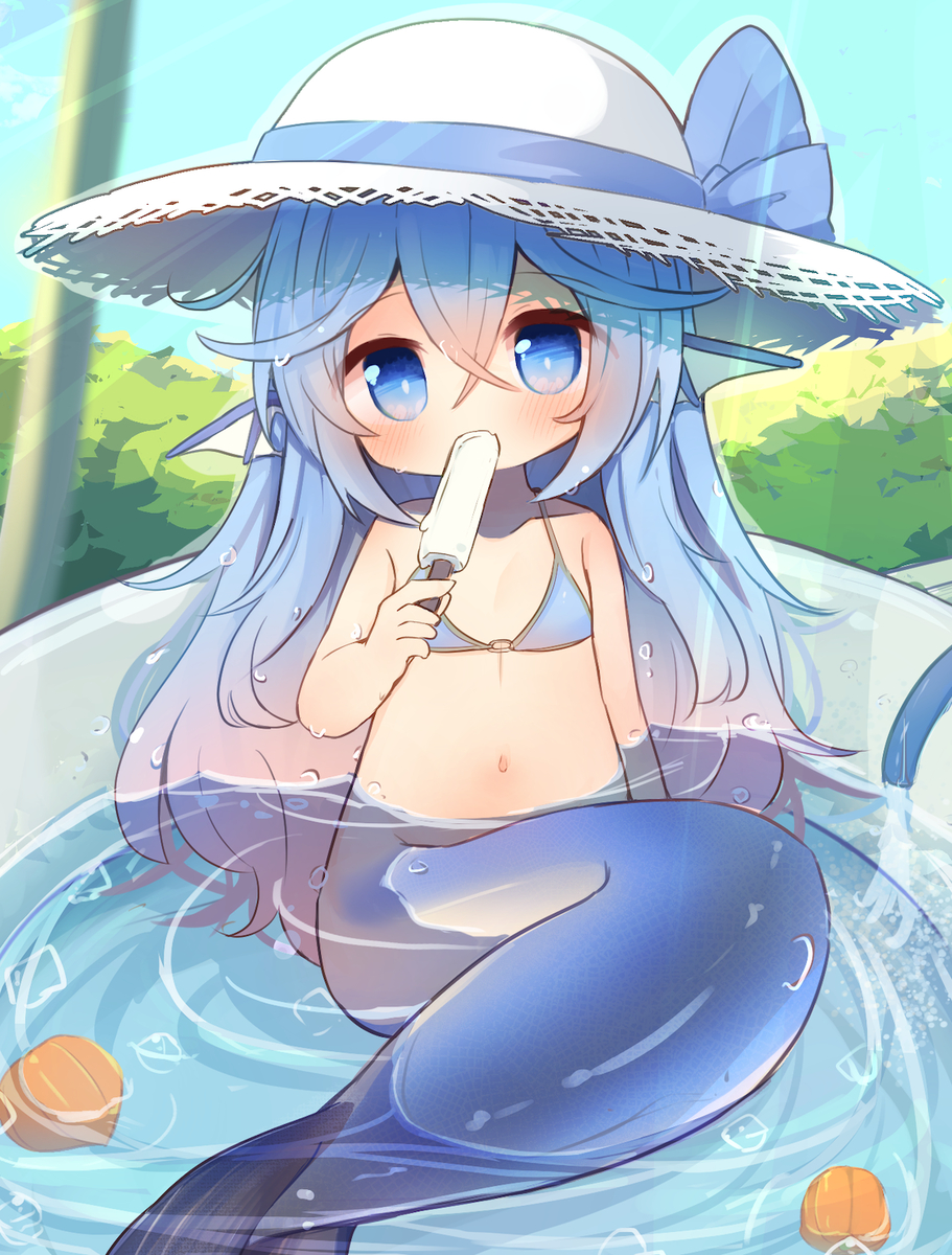 This is a pixiv picture whose title is 涼しげ人魚ちゃん！.