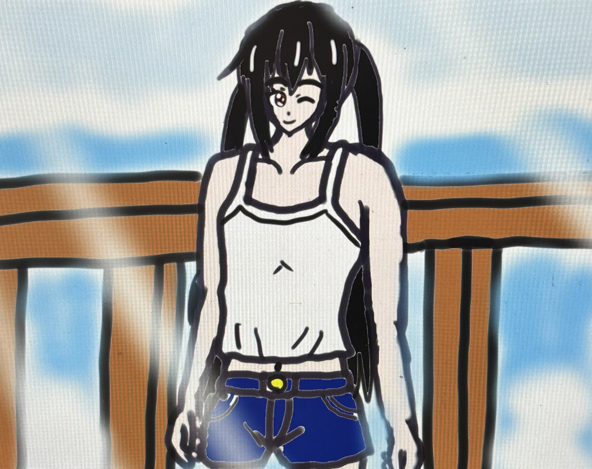 This is a pixiv picture whose title is 海辺のあずにゃん✨🌅✨.