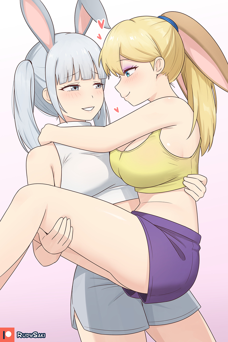 This is a pixiv picture whose title is Bugs Bunny and Lola Bunny.