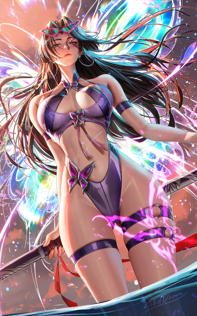 This is a pixiv picture whose title is Psylocke swimsuit.