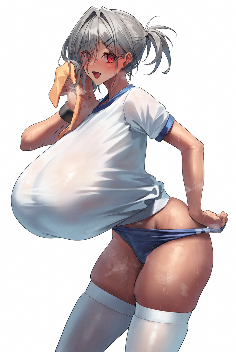 This is a pixiv picture whose title is 運動後の褐色ちゃん！！.