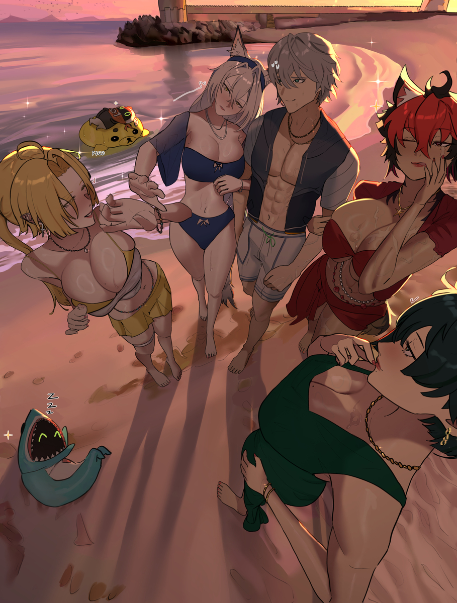 This is a pixiv picture whose title is A summer with the ladies~🏖️.