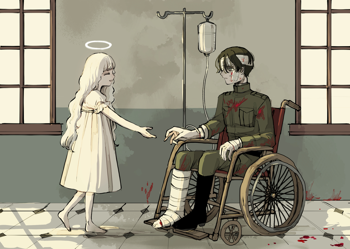 This is a pixiv picture whose title is forgive me.