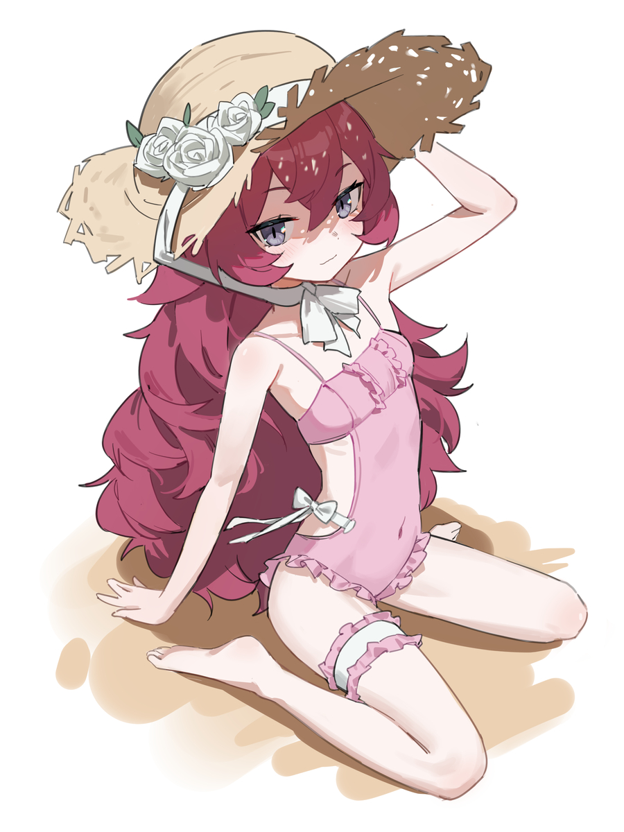 This is a pixiv picture whose title is 很好的泳装，使我数位笔旋转 ♥️.