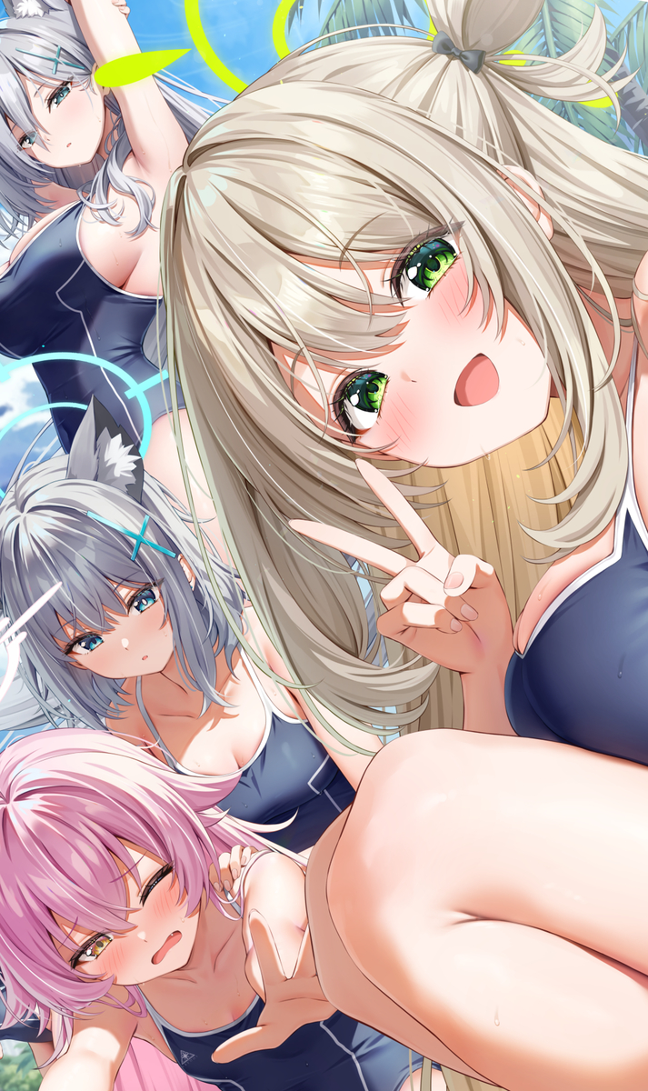 This is a pixiv picture whose title is スク水アビドス.