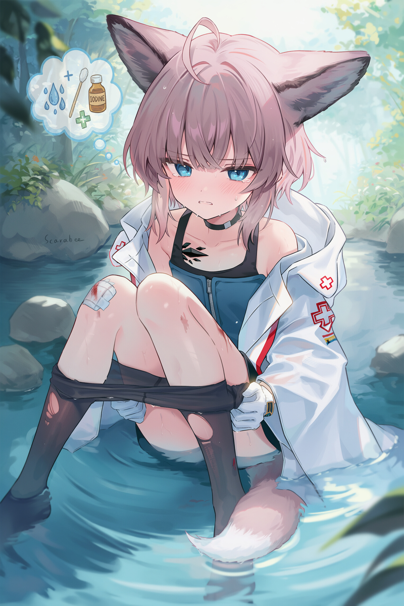 This is a pixiv picture whose title is 博士…私、転んじゃいました….