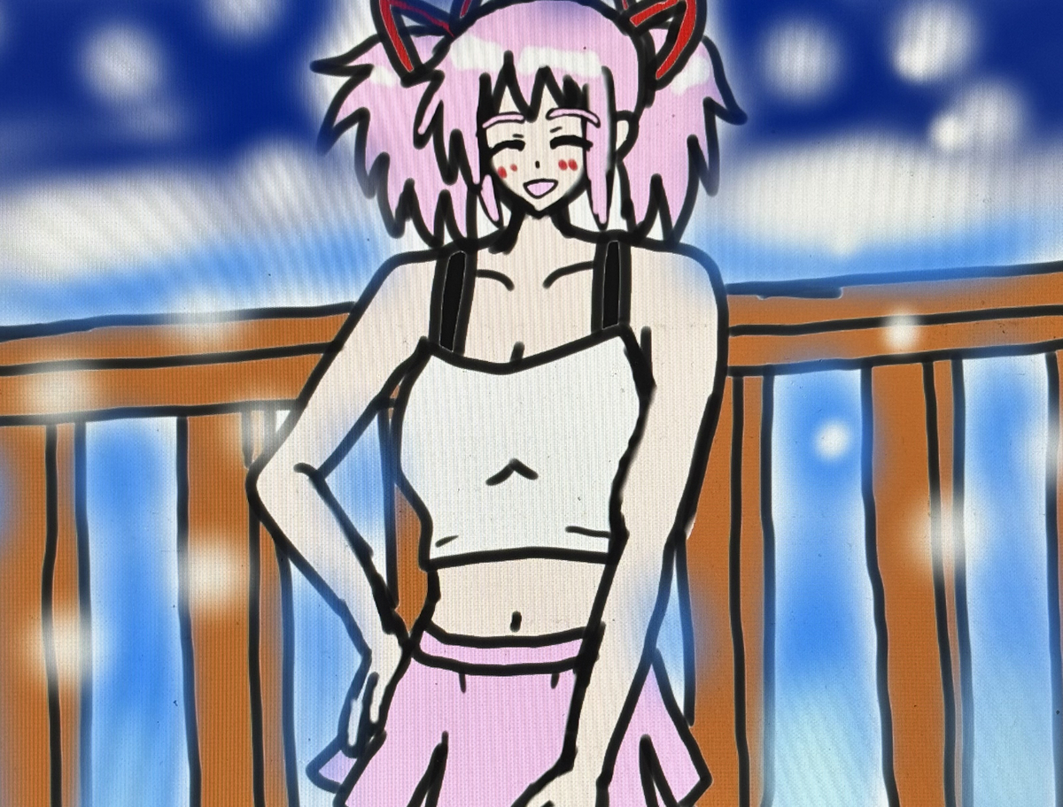 This is a pixiv picture whose title is 海辺のまどかちゃん❤️🏖️❤️.