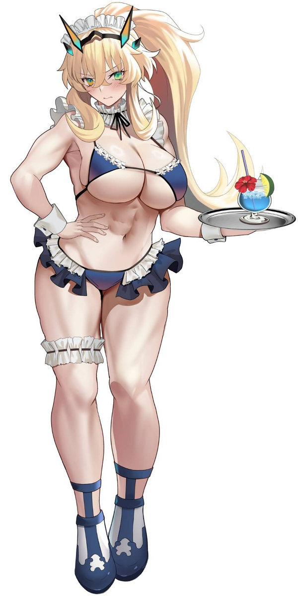 This is a pixiv picture whose title is 水着メイドバーゲスト.