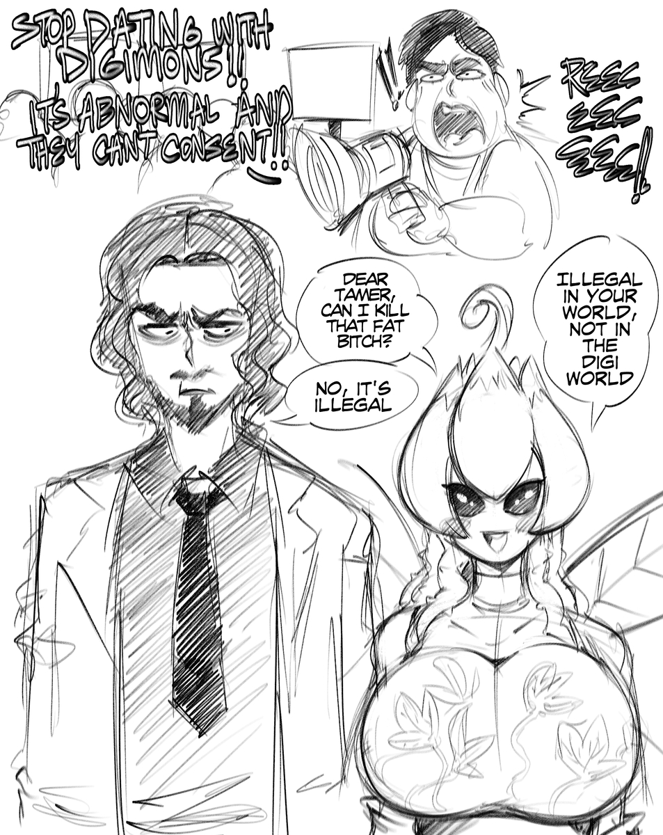 This is a pixiv picture whose title is Lillymon and the real question.