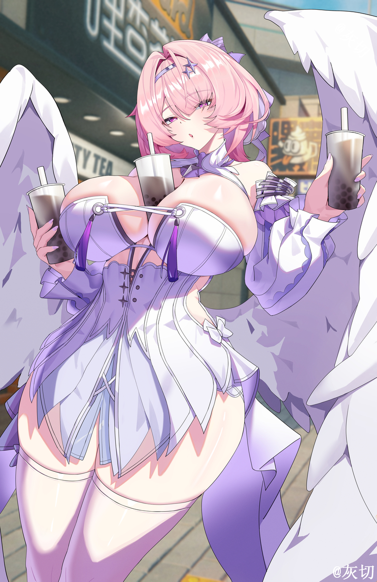This is a pixiv picture whose title is 【ZZZ】好想喝蕾米埃尔的奶茶.