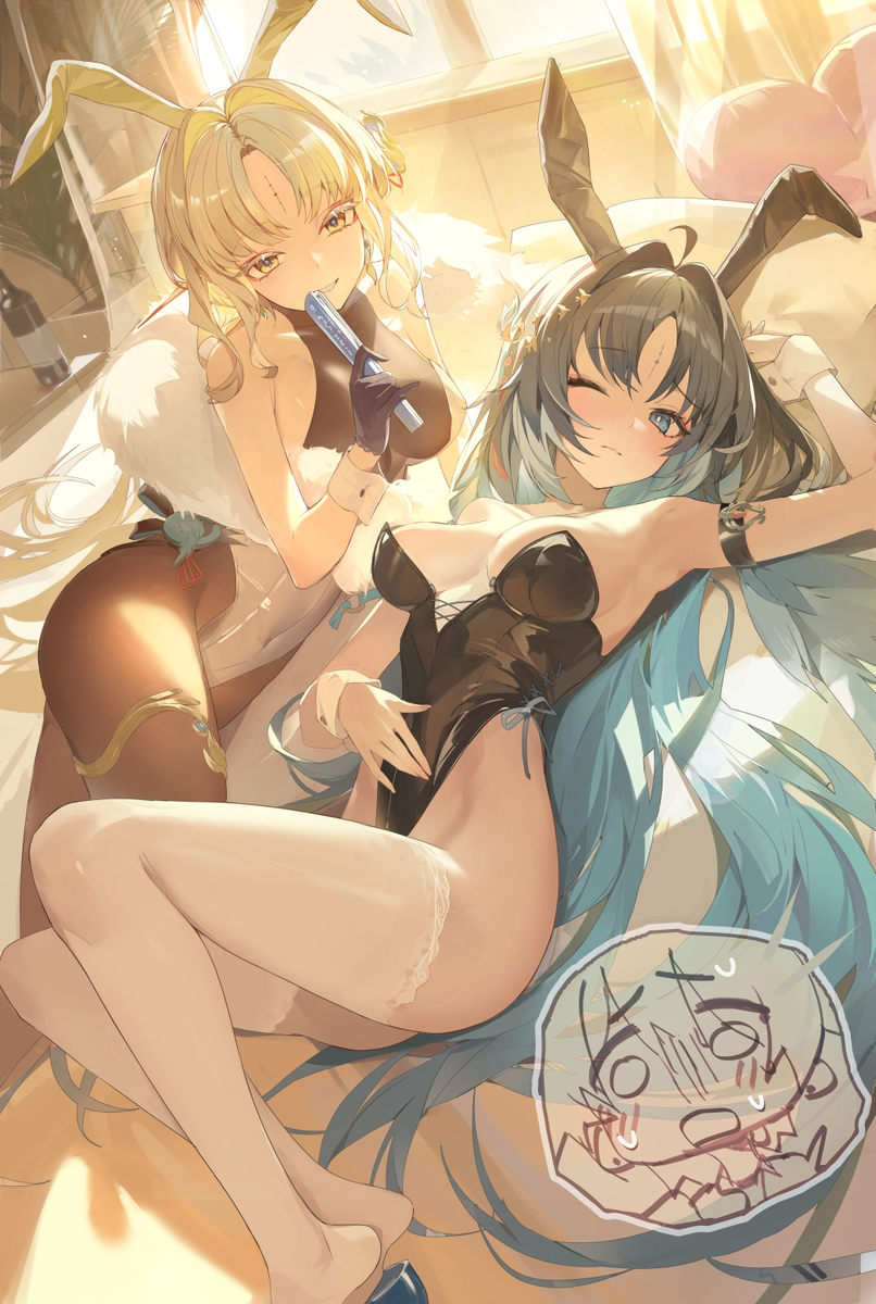 This is a pixiv picture whose title is 🐰💙💛.