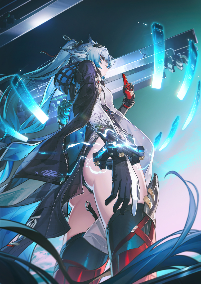 This is a pixiv picture whose title is 「诀」 “应龙特勤队队长，诀，向终末地报到。”.