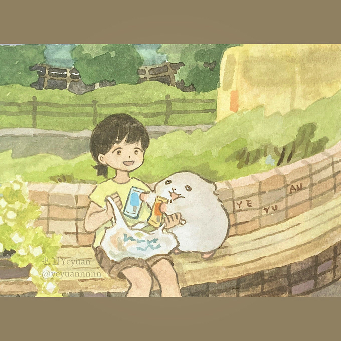 This is a pixiv picture whose title is さっそく食べてみよう.