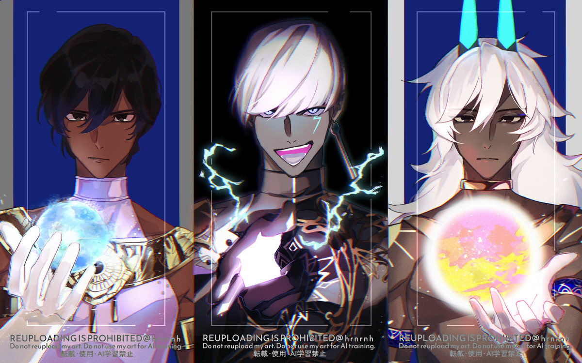 This is a pixiv picture whose title is 再臨比べ.