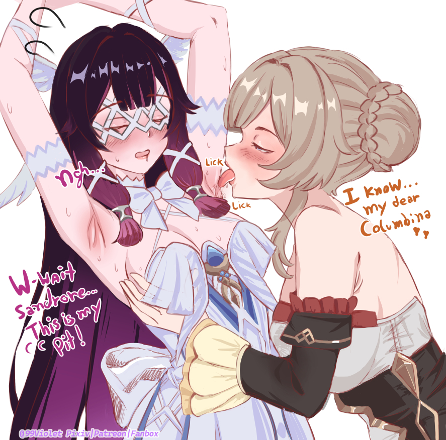 This is a pixiv picture whose title is 原神百合コロサン(コロンビーナ❤️サンドローネ).