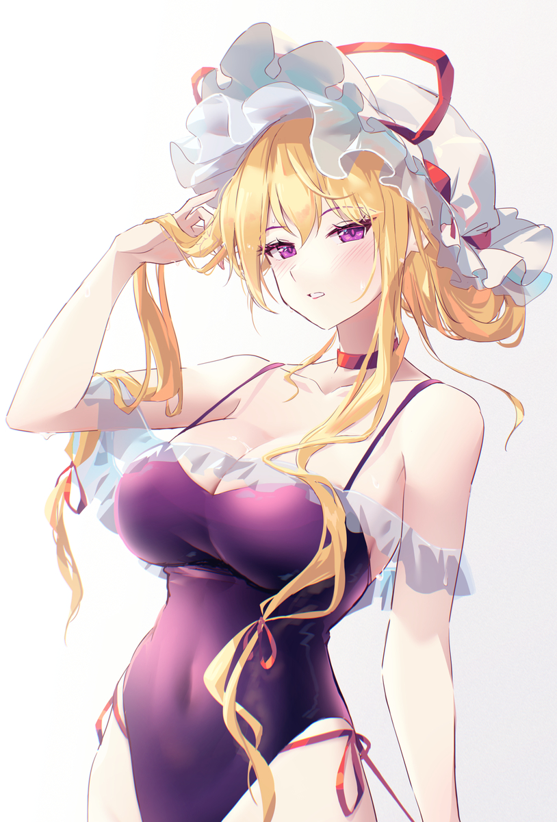 This is a pixiv picture whose title is 水着紫様.