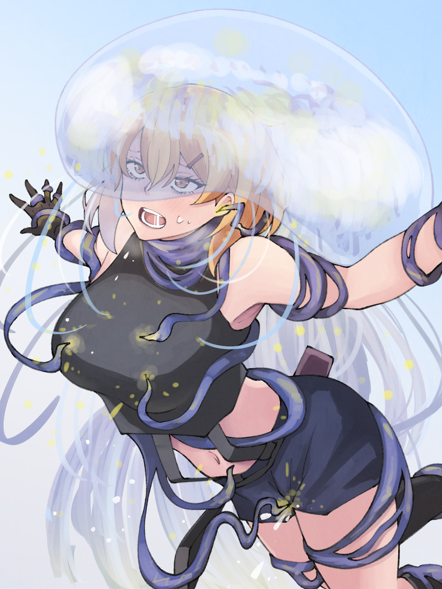 This is a pixiv picture whose title is vsクラゲ.