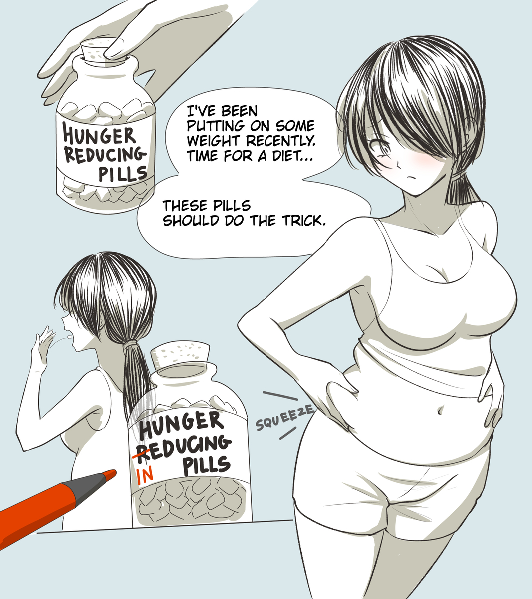 This is a pixiv picture whose title is 食欲が止まらない.