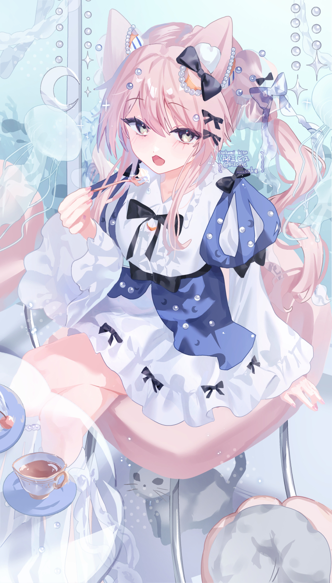 This is a pixiv picture whose title is 🪼×🌙.