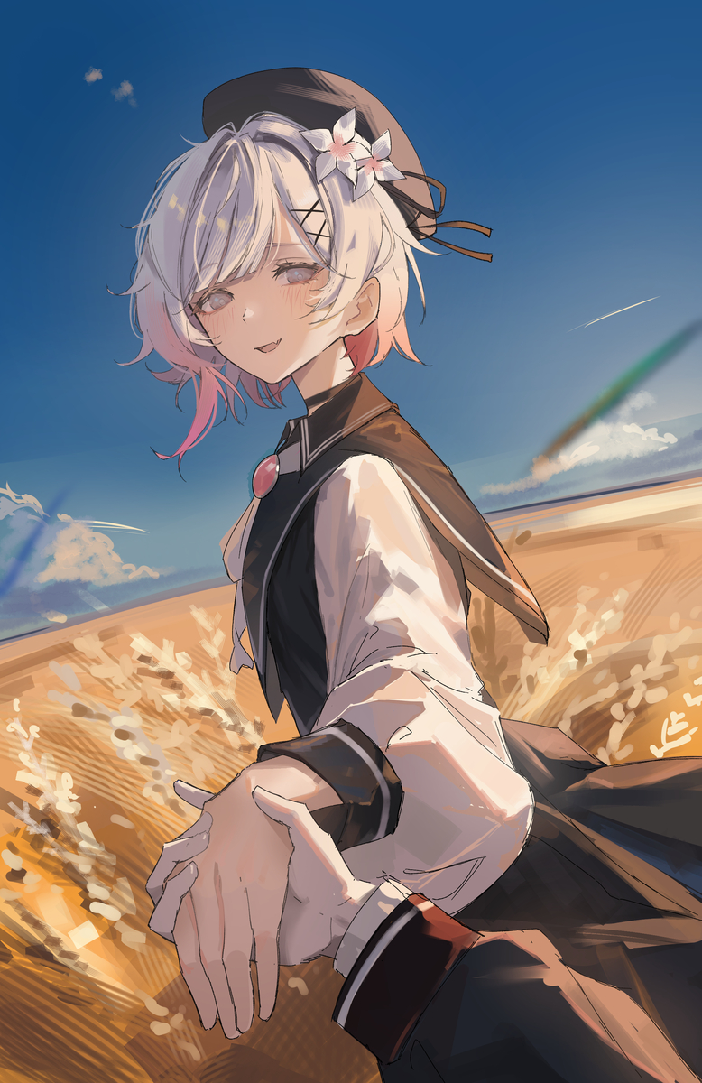 This is a pixiv picture whose title is 手をつなぐエマとヒロ.