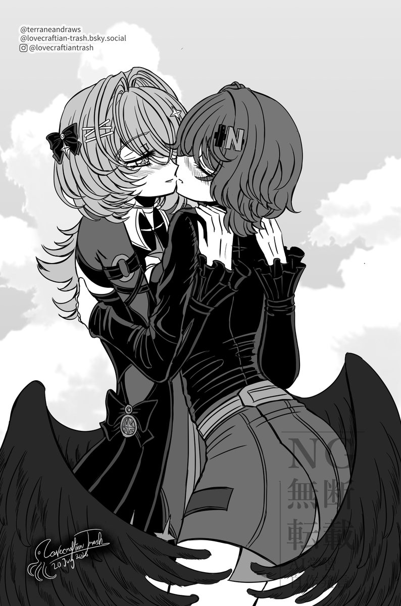 This is a pixiv picture whose title is 我が幼き天使  BW.Ver.