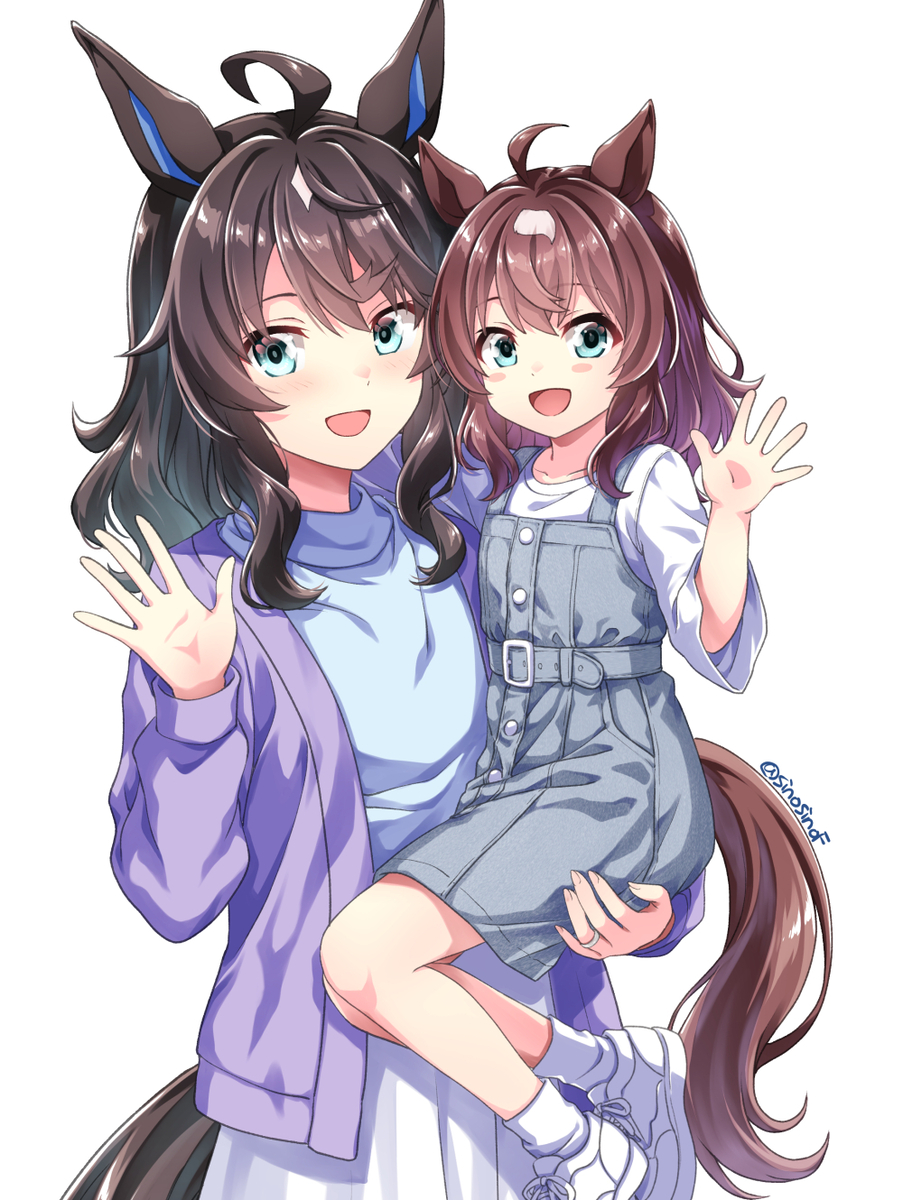 This is a pixiv picture whose title is デアリングタクト(妻)と2026ちゃん(仮).