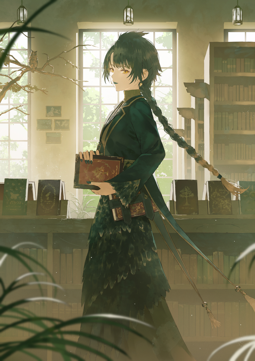 This is a pixiv picture whose title is 図書館司書ちゃん.