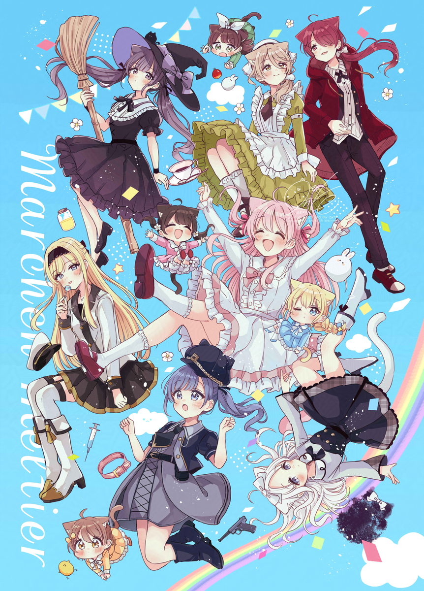 This is a pixiv picture whose title is 猫メル大集合！.
