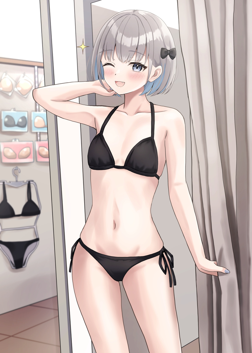 This is a pixiv picture whose title is 「どうです先輩、まだ私には早いですか？」.