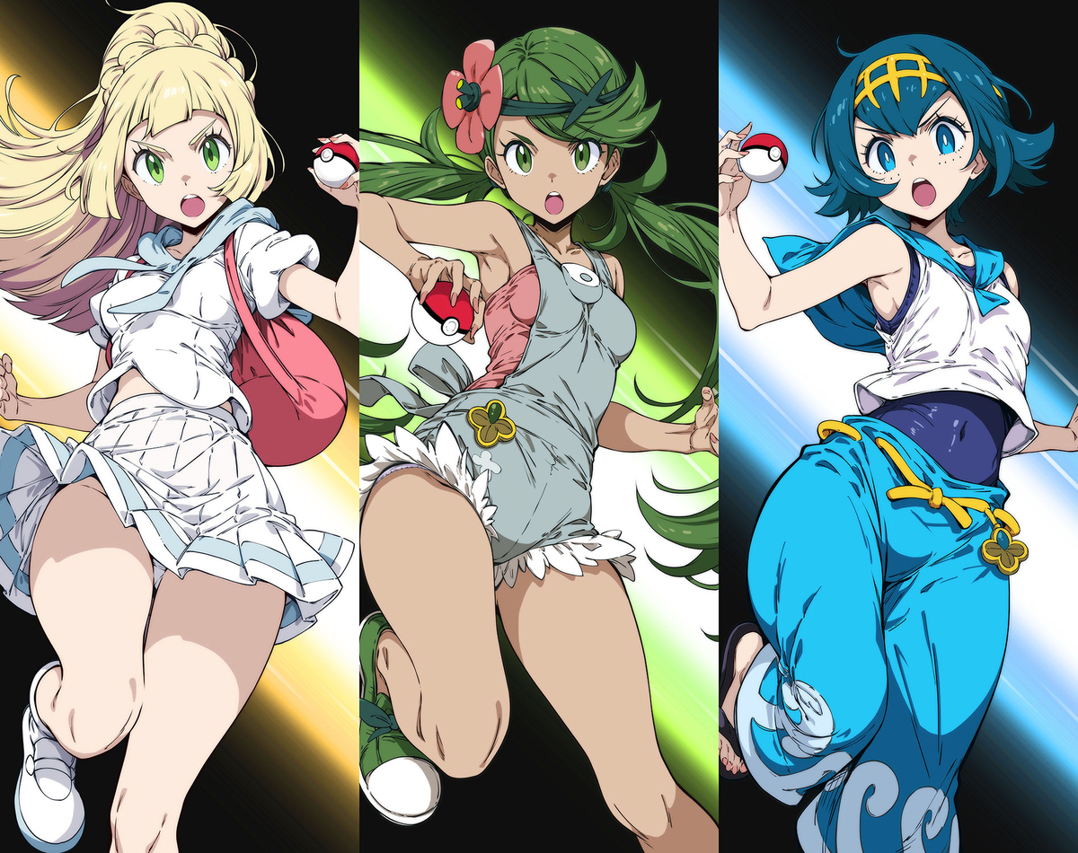 This is a pixiv picture whose title is アローラガールズ 【バトルカットイン】.