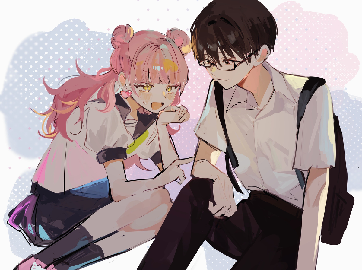 This is a pixiv picture whose title is 正反対.