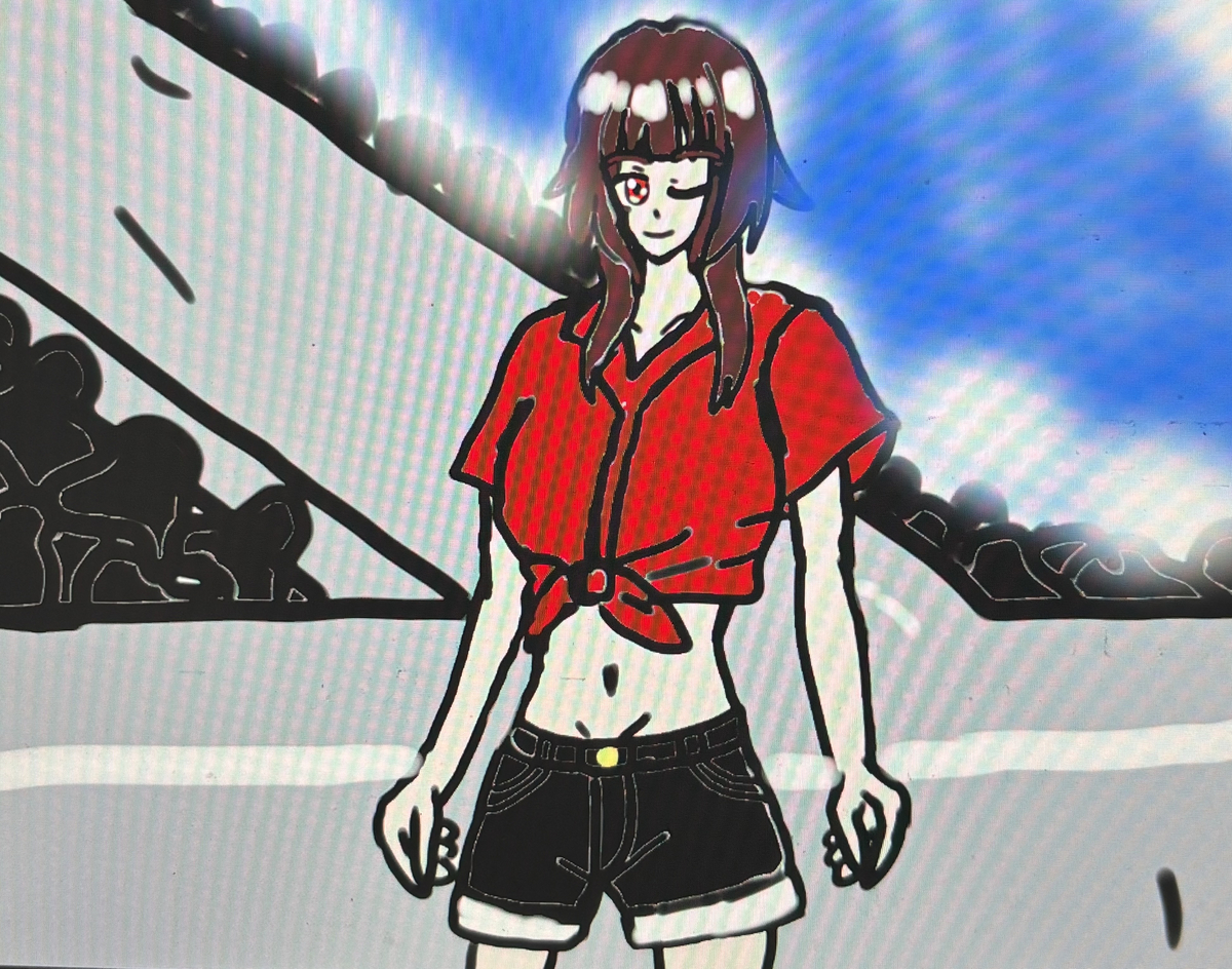 This is a pixiv picture whose title is 海岸のめぐみん✨🌊✨.