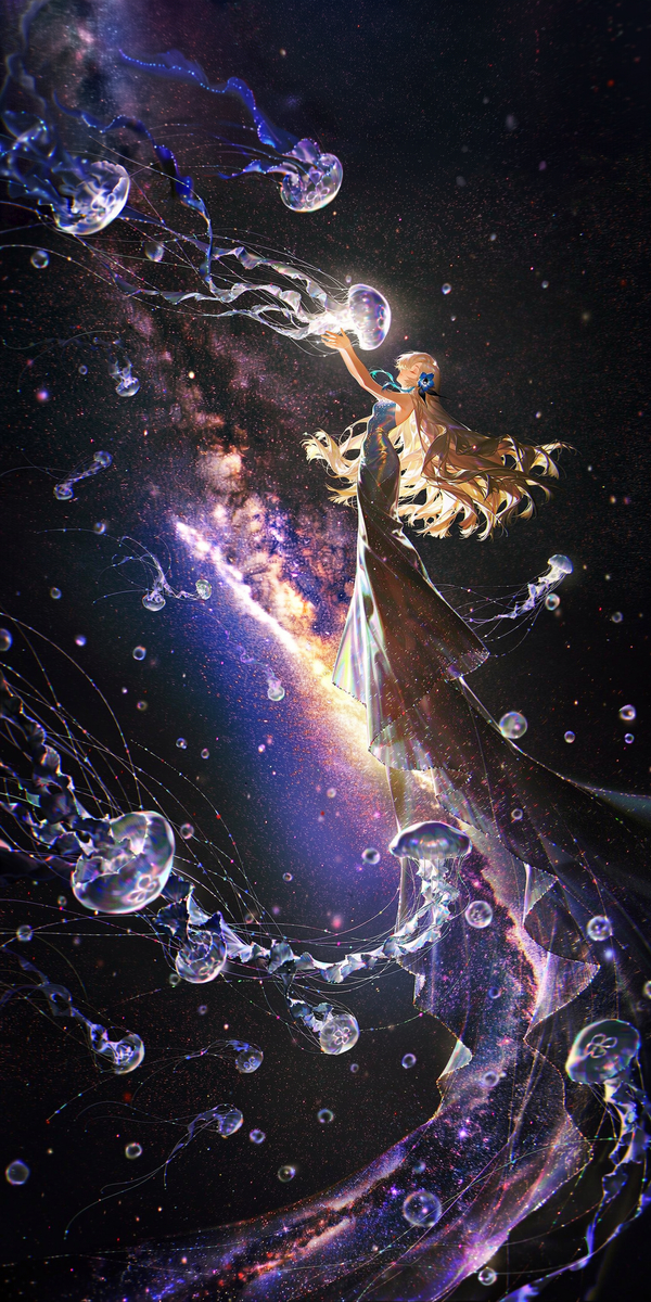 This is a pixiv picture whose title is Moonlit Galaxy Gown.