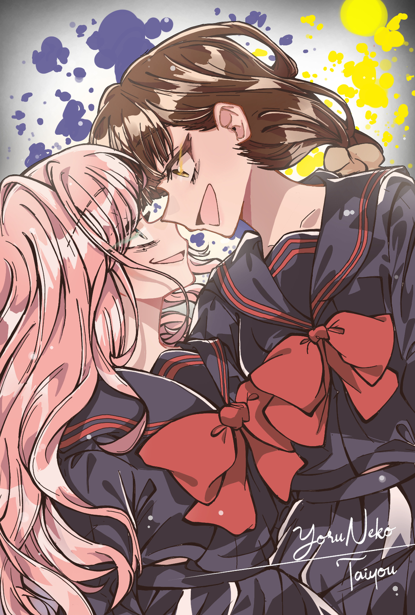 This is a pixiv picture whose title is Battle for the top 🩷🤎.