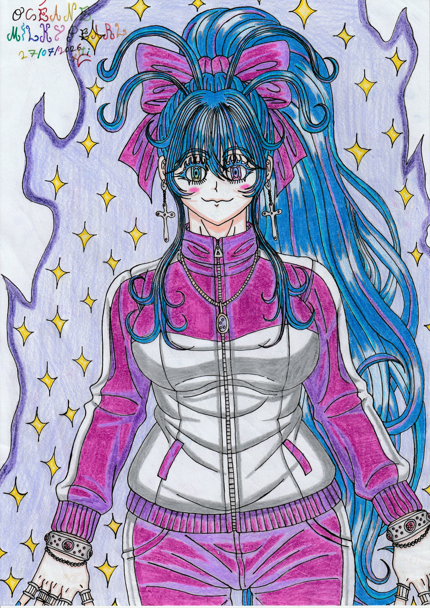 This is a pixiv picture whose title is Océane Milkypearl 💙🩷💜✨🎀✝️👁️👟🌟🎨.