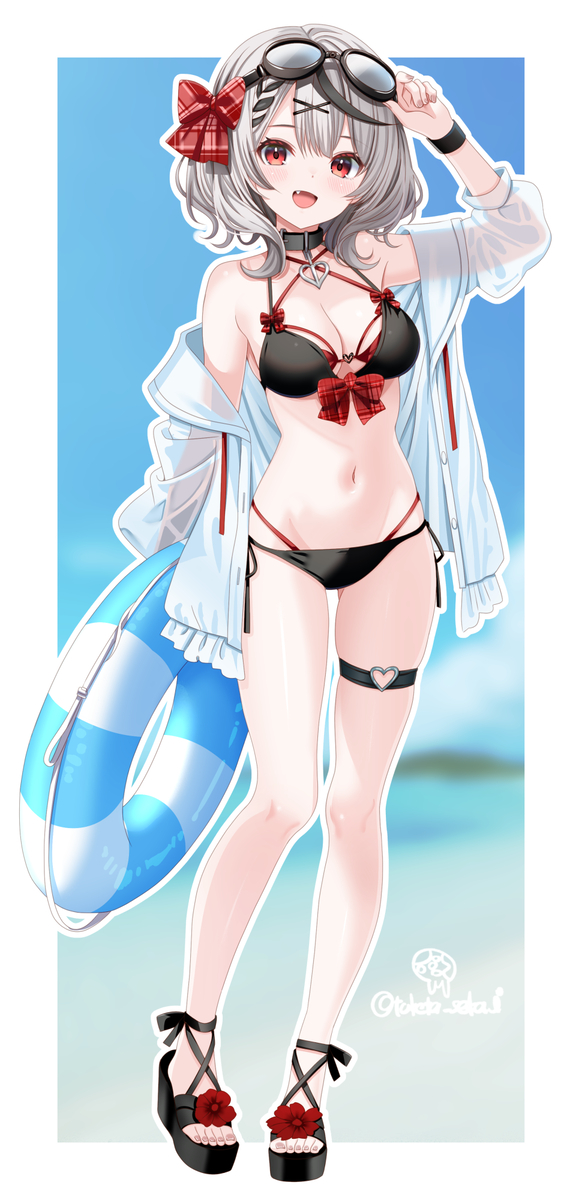 This is a pixiv picture whose title is 沙花叉～！⛱️🎣.