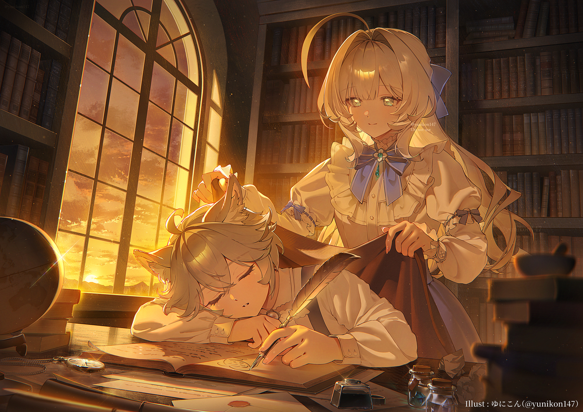 This is a pixiv picture whose title is 影を編む.