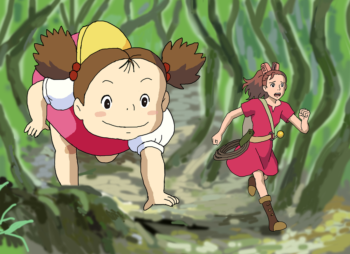 This is a pixiv picture whose title is メイちゃんに追いかけられるアリエッティ.
