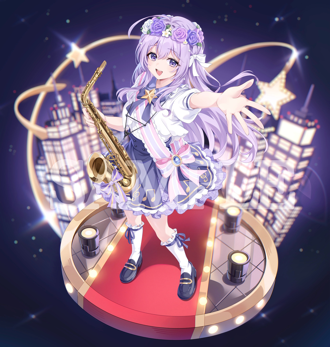 This is a pixiv picture whose title is 【お仕事】朔栖まよ様_生誕イラスト.