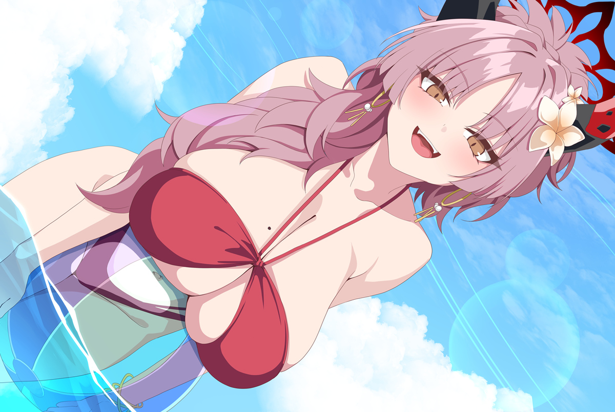 This is a pixiv picture whose title is サツキ(水着)なんちゃってメモロビ.