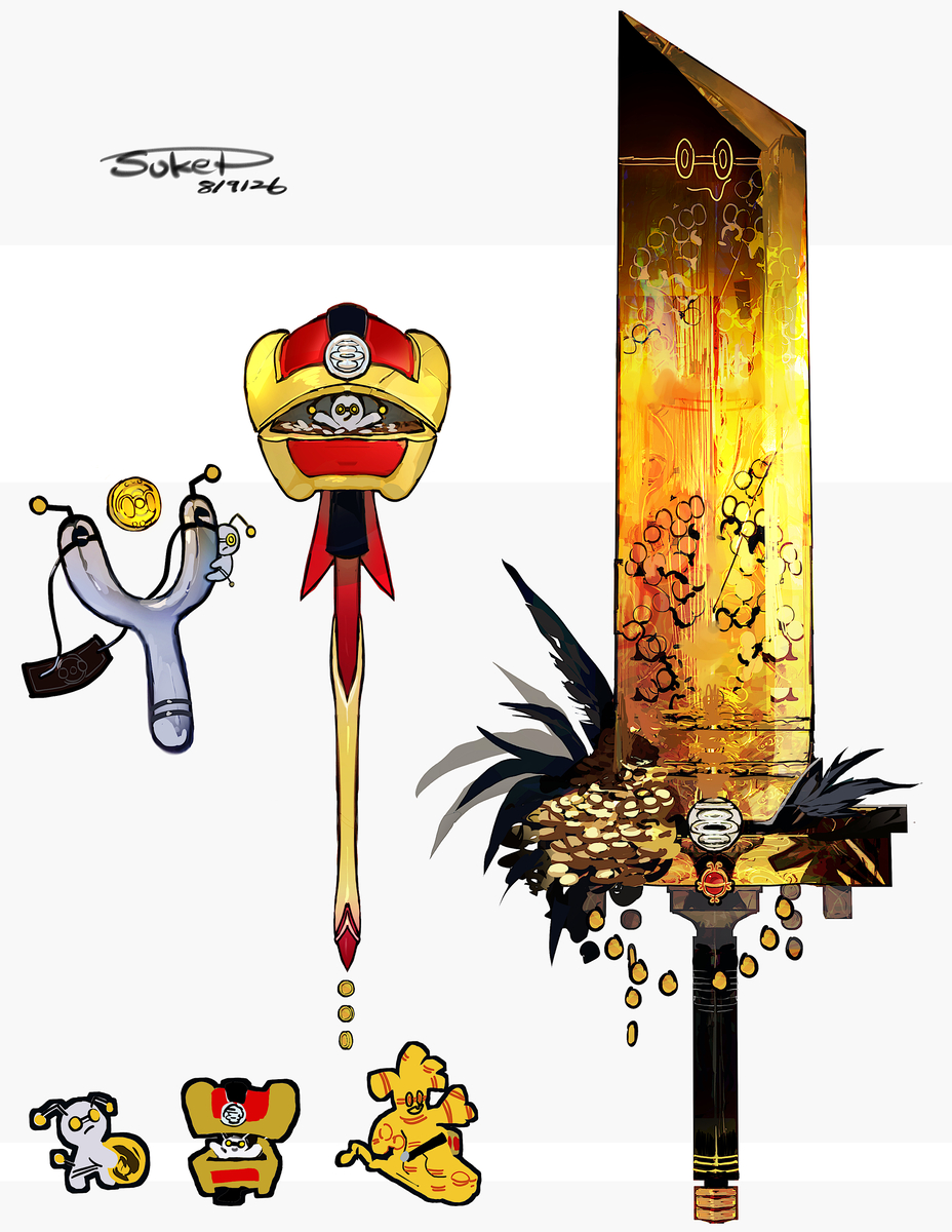 This is a pixiv picture whose title is コレクレー・サーフゴーモチーフの武器（ポケモン）.