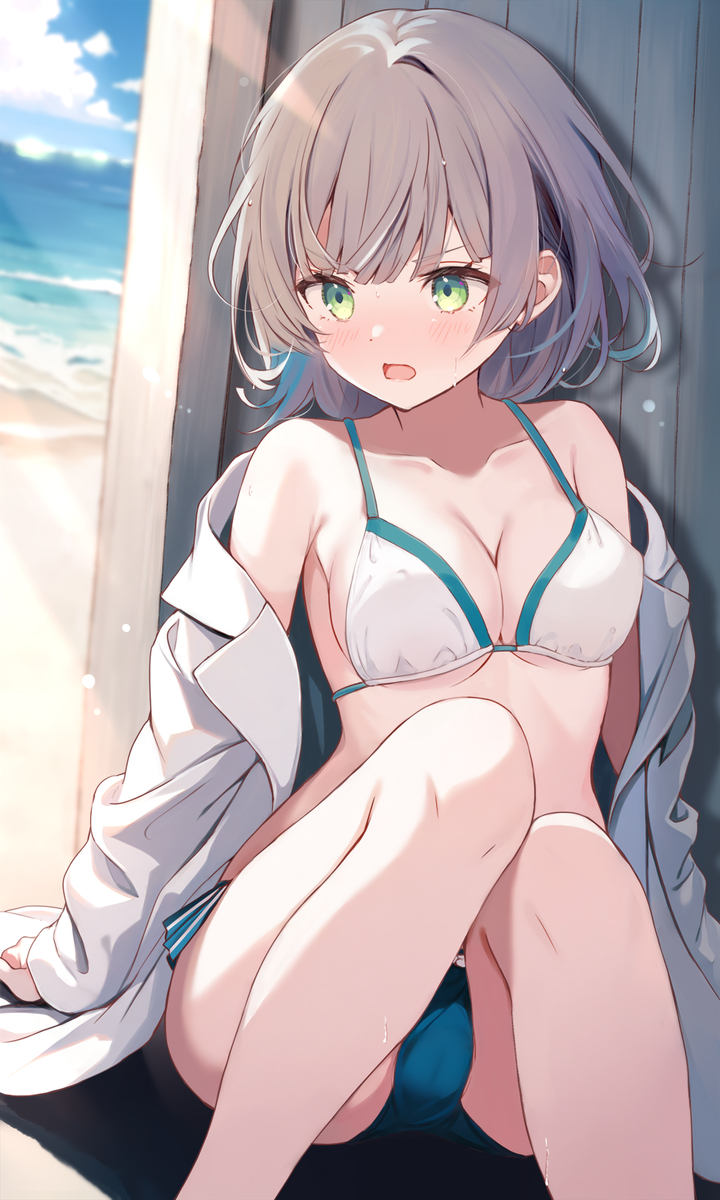 This is a pixiv picture whose title is 白衣のままで.