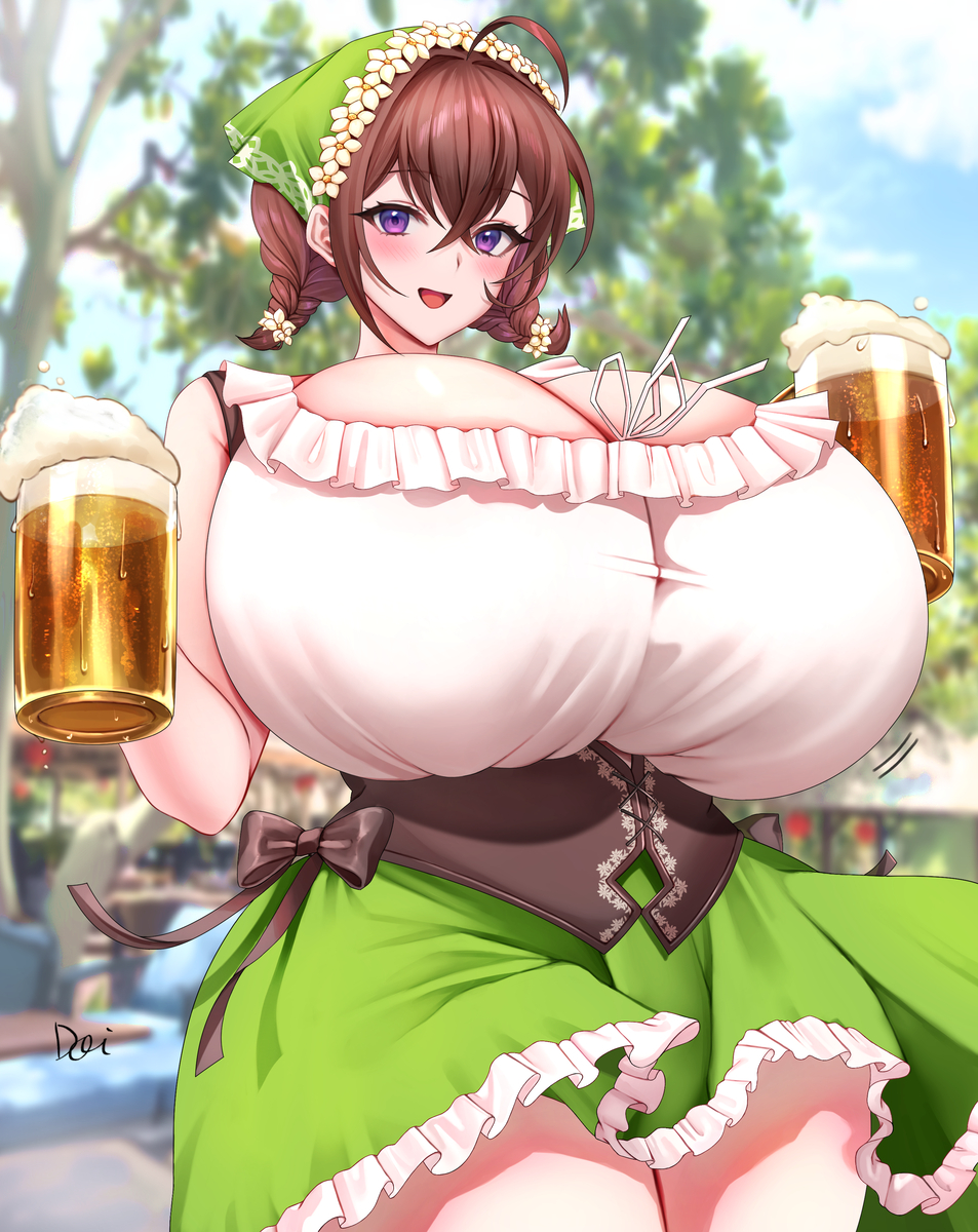 This is a pixiv picture whose title is でっかいビアガール🍻.