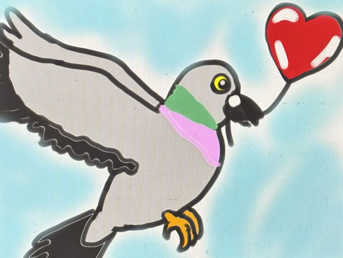 This is a pixiv picture whose title is ハートを運ぶ鳩🕊️❤️.