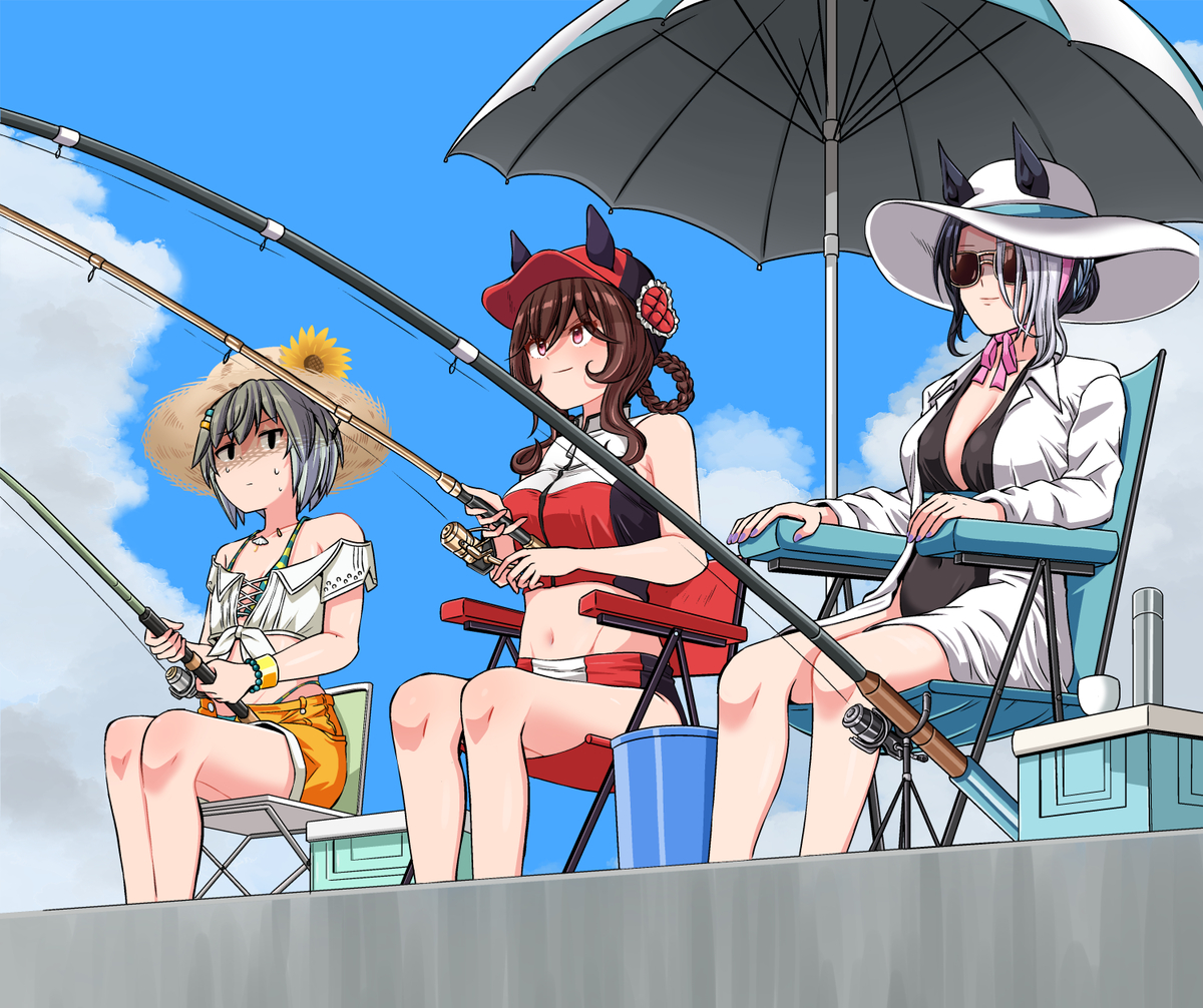 This is a pixiv picture whose title is 釣り大会の参加者を募ったら思わぬ大物が釣れたウンス.