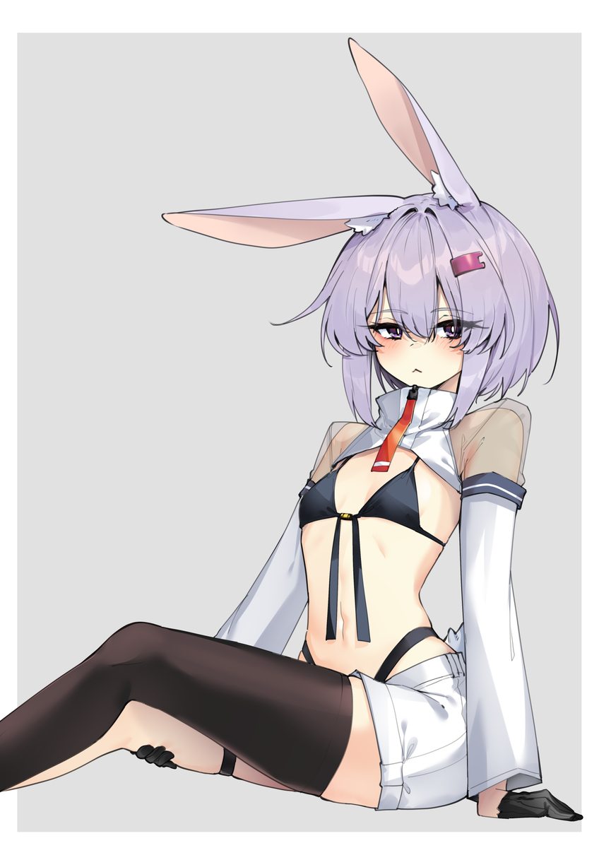 This is a pixiv picture whose title is 際どい服のうさ耳雫ちゃん.